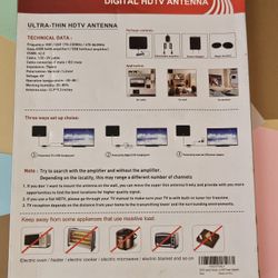 Digital HDTV Antenna Ultra-Thin Indoor with Amplifier and USB Power Ad