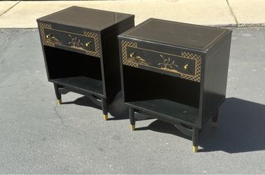 Vintage Pair of Black Nightstands