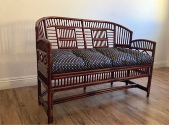 Vintage Brighton Pavilion Style Bamboo & Cane Settee – Chippendale Fretwork