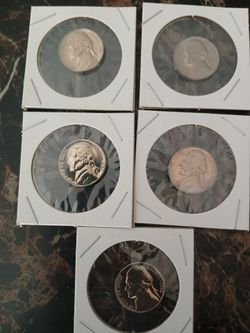 1964 Silver Jefferson Nickel Lot of 5 Coin