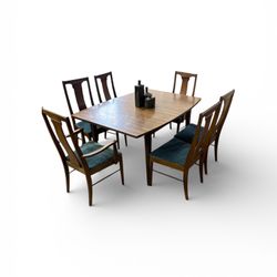Vintage Mcm Dining Set With Newly Reupholstered Chairs