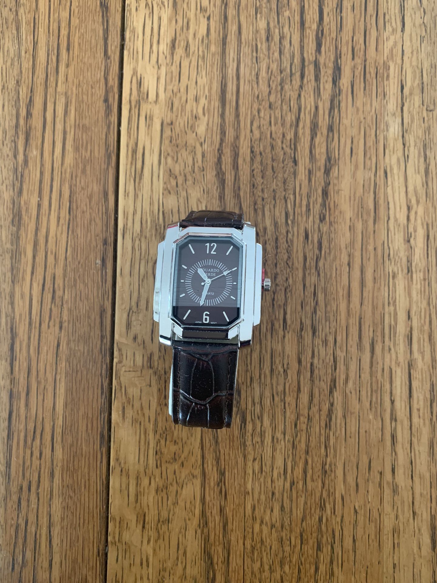 Eduardo Verde Silver & Brown Men's Wrist Watch