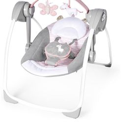 Ingenuity Comfort 2 Go Compact Portable 6-Speed Cushioned Baby Swing with Music