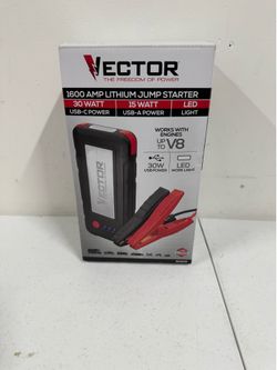 VECTOR 1600 Peak Amp Automotive Lithium Jump Starter, Portable Power-USB-A(15W), USB-C(30W), Power In & Out with Carrying Case - SS16LVC