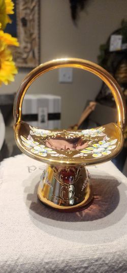 Vintage bohemian cranberry basket