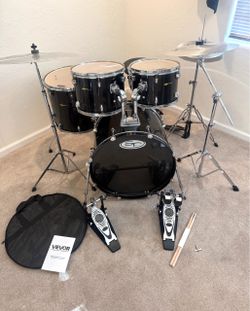 $335 cash SP complete drum set 22 12 13 16 14” new quiet cymbals stands new double pedal throne in Upland 91784