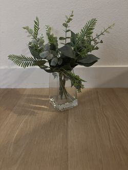 Artificial Plants In Glass Vase