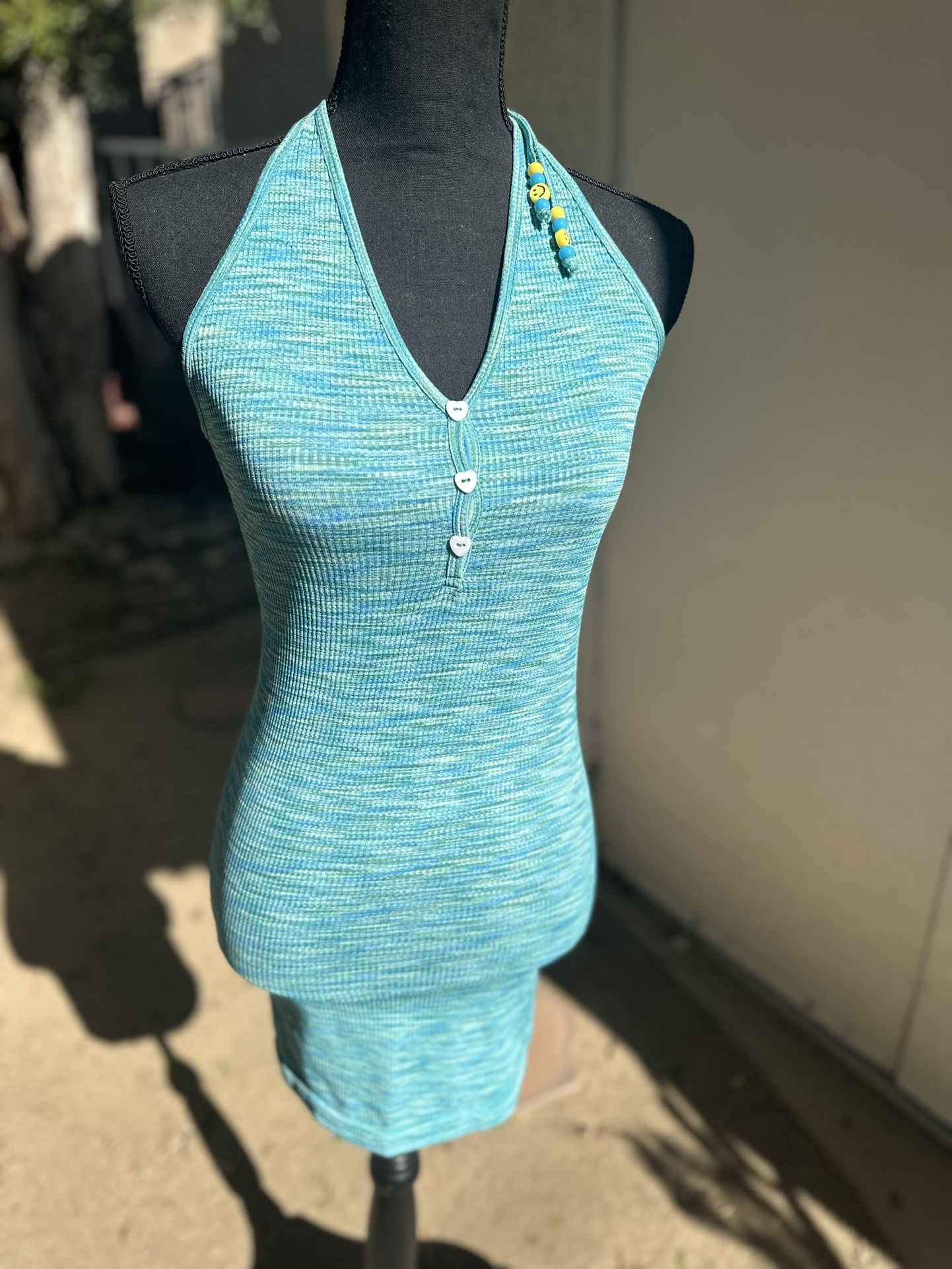 Blue halter mini dress