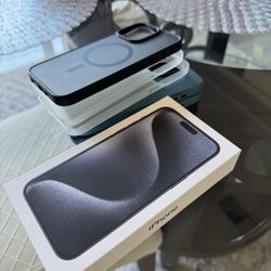 iPhone 15 Pro Max with AirPods