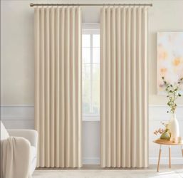 MIULEE Cream Beige Back Tab Blackout Curtains 52x90 Inch Length 2 Panel Set Ivory Rod Pocket Pinch Pleated, Thermal Insulated, Room Darkening, Light B