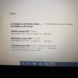 LA Dodgers At San Diego Padres Aug 24,25,26
