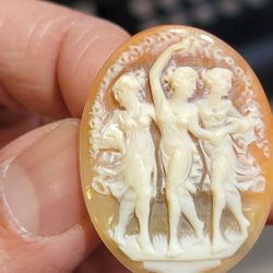 Vintage handmade Cameo ring size 9.5 sterling silver