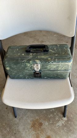 Vintage Marble Green Plastic Tackle Box plant