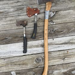 Axe Lot 3 Axes Hatchet & Long Handled