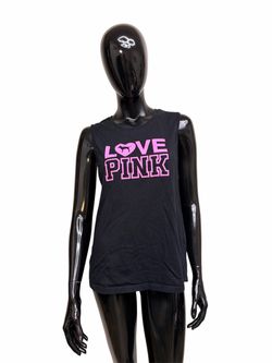 PINK Victoria's Secret Black Muscle Tee with Pink LOVE PINK Graphic