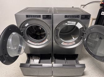 Samsung Front-Load Washer and Dryer Set with Pedestals