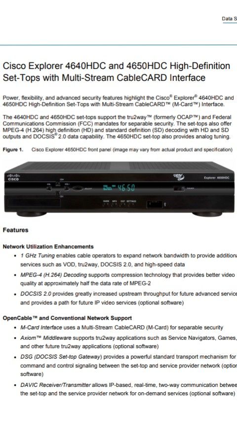 Cisco Explorer 4640HDC High-Definition Box