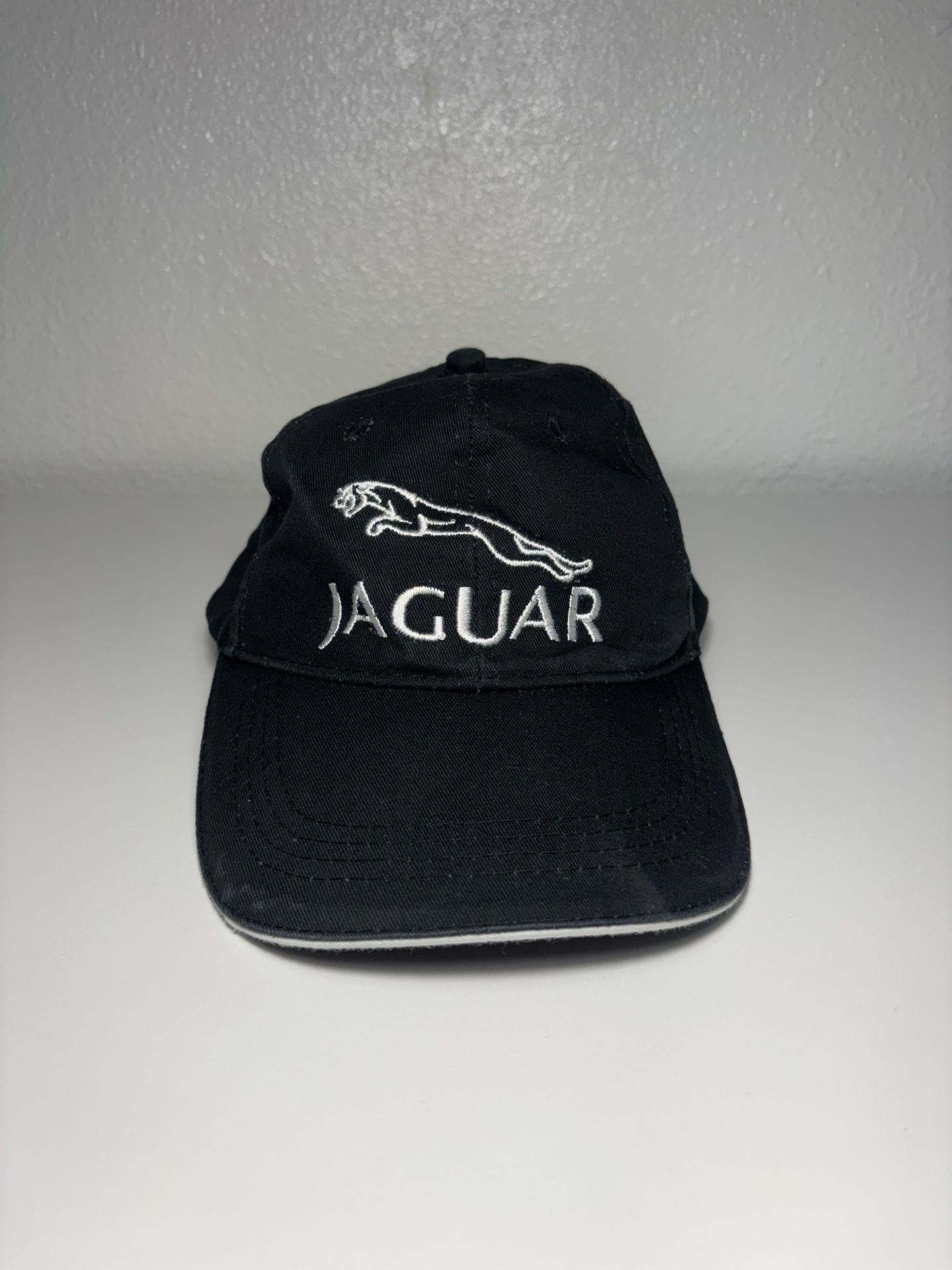 JAGUAR Large Logo Spellout Ball Cap Hat Black Cotton Embroidered Logo w/ Strap