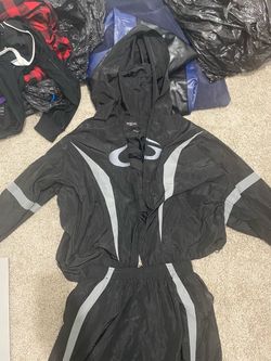 Grey and black balenciaga track suit set
