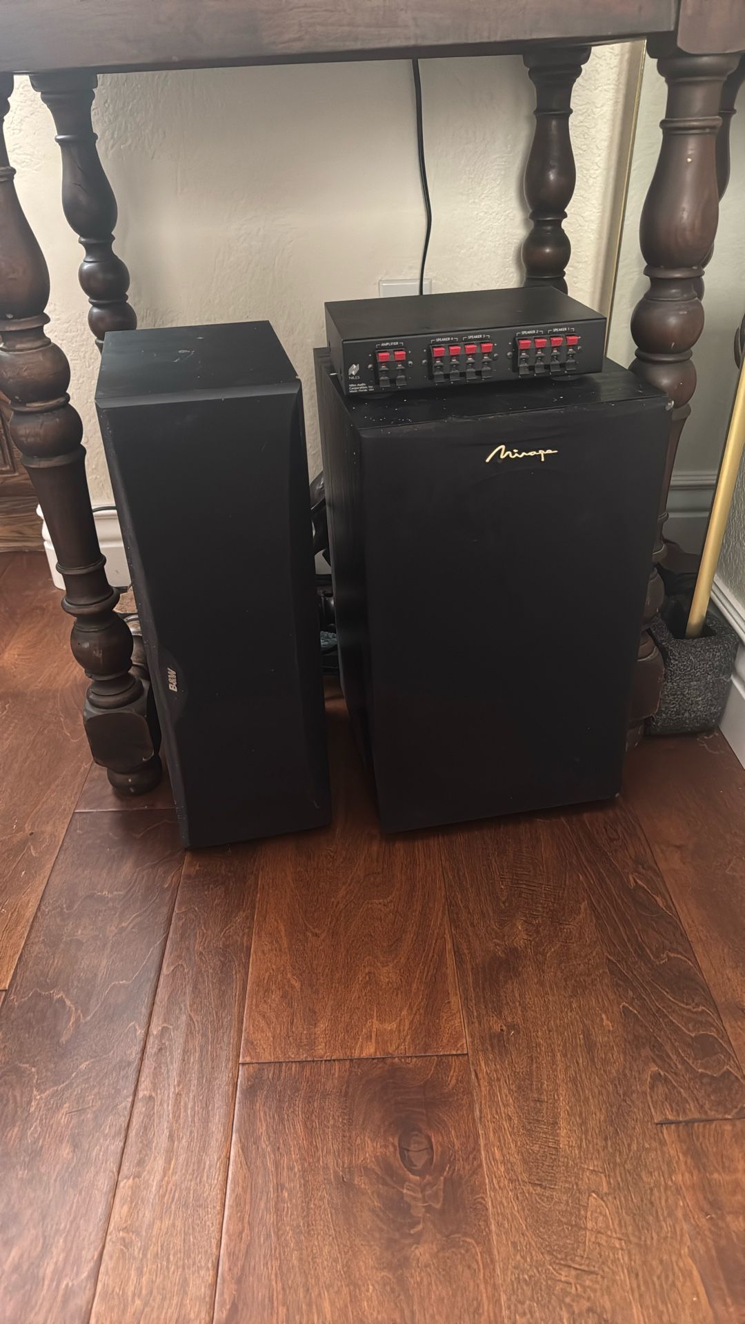 Mirage Subwoofer And B&W Speaker & Niles Speaker Selection System