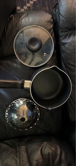 Nonstick Saucepan with Glass Lid and Steamer Basket