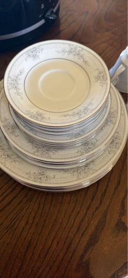 Glasses and vintage plate set