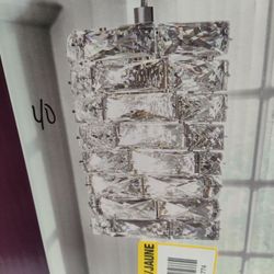 Home Decorators Keighley Single Bulb Pendant Light Fixture In Chrome With Crystal Shade