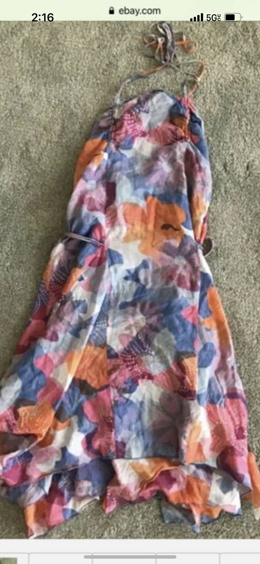 WOMENS ARMANI EXCHANGE SZ 6 PINK & BLUE FLORAL SUNDRESS SCARF DRESS SLEEVELESS AX 