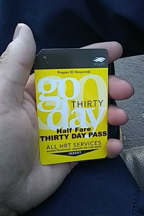 Thirty day go half fare pass for hrt bus