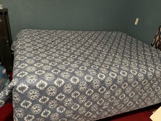 Full size bed includes mattress, spring box, and metal frame