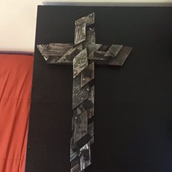 Rustic Western Faux Distressed Wood Wall Cross