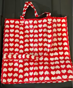 FREE Red Heart Pattern Tote Bag - Has One Broken Strap