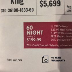 Brand New King Mattress Original Wrapping $2500