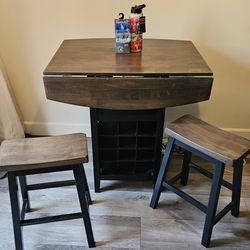 NEED IT GONE TODAY! Drop Leaf Dining Table with Stools and Wine Rack