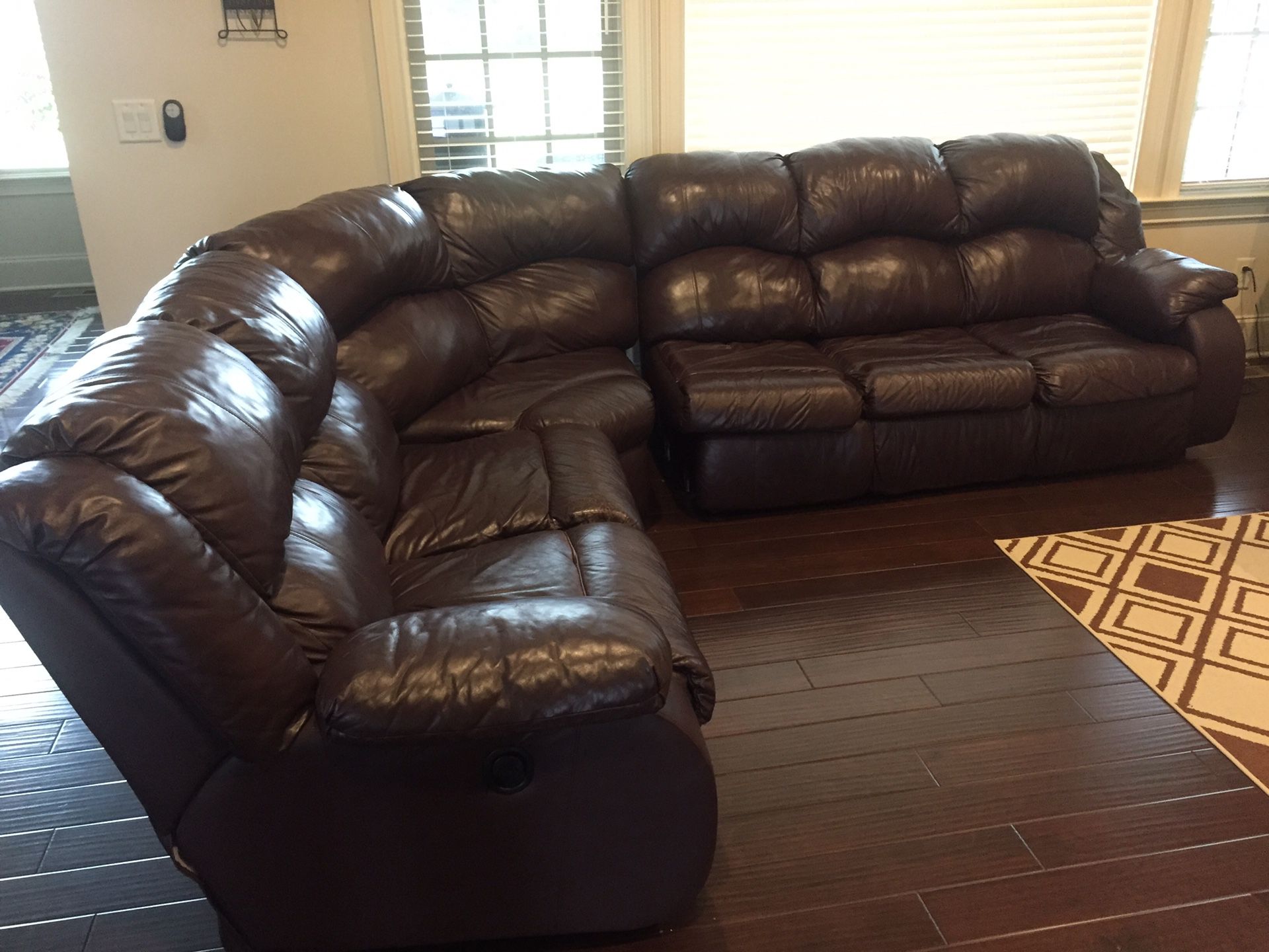 Top grain leather burgundy sectional sofa