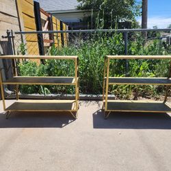 Vintage Metal & Wood Shelving, MCM Bookshelves or Display Shelves