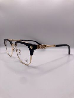 Chrome heart matte black silver cross blue light glasses