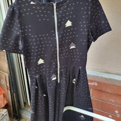 Lularoe S Amelia Dress Black Gray Cream Triangle Geometric Womens 