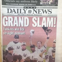 New York Daily News October 23 2001 NY Yankees win Pennant Full Newspaper GC