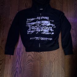 Custom Bandeaux Matrix Black Zip-Up Hoodie