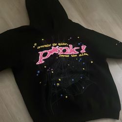 *REAL*Sp5der Men's Hoodie Size Medium P*NK V1 Black *NON USE*