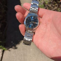 Silver Blue Seiko Watch
