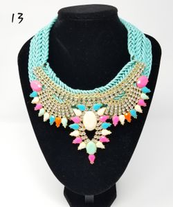 Turquoise Blue Pink Multi Color Stone Necklace Jewelry