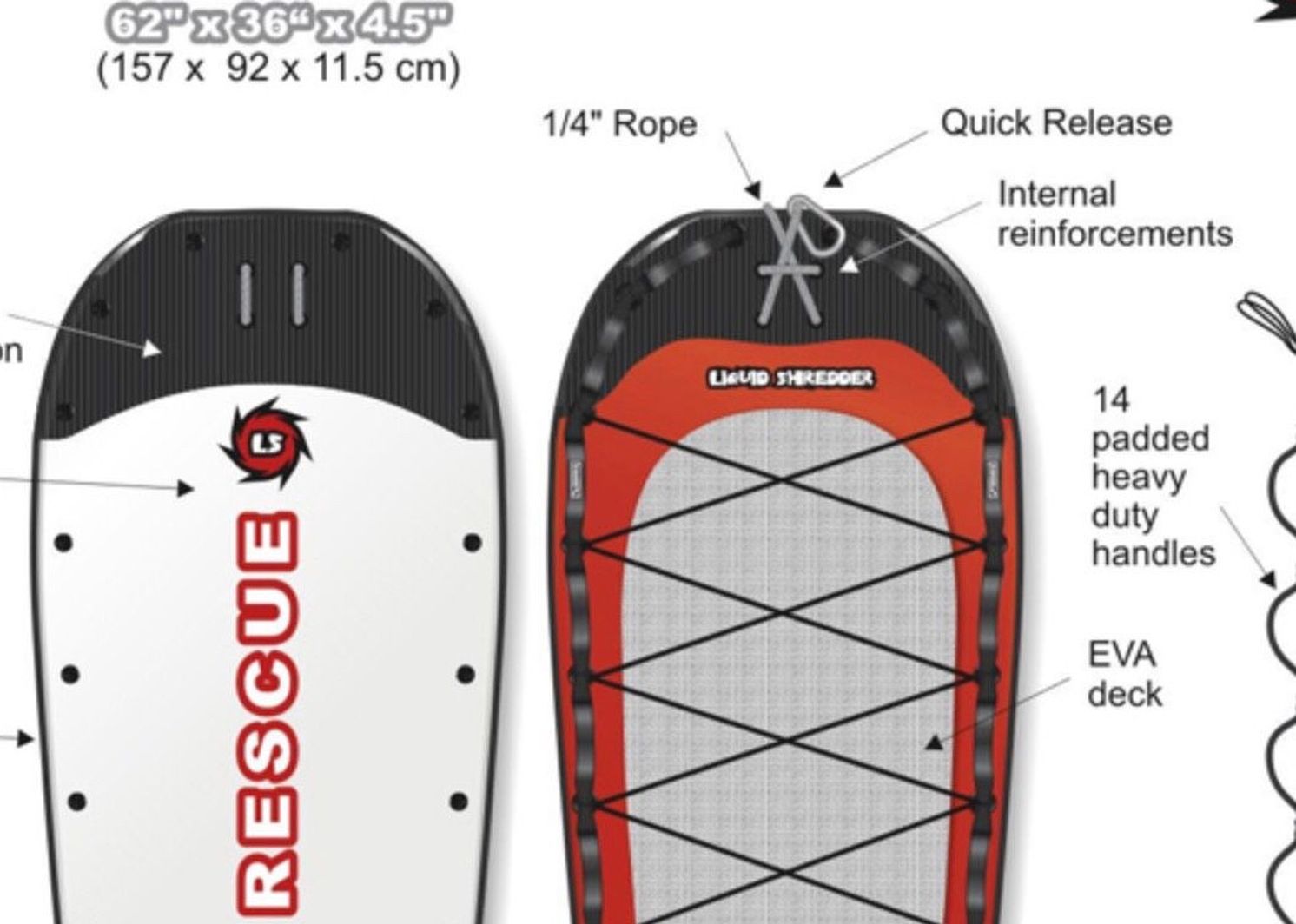 Liquid Shredder | 62 inch Rescue PWC Tow-in Sled - LS62S