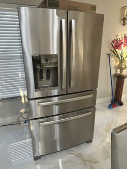 used fridge, large,