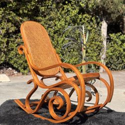 Mid Century Modern Bentwood & Cane Rocking Armchair – Vintage Thonet Style