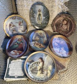 Vtg Bradford Exchange Angel Religious Collector Plates Lot of 7 Certified Coa