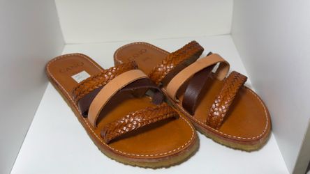 Cano Leather Woven Strap Slide Sandals/Mexicansandals