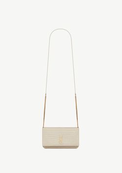 YSL - CASSANDRE PHONE HOLDER IN SHINY CROCODILE-EMBOSSED LEATHER