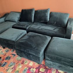 Green velvet couch
